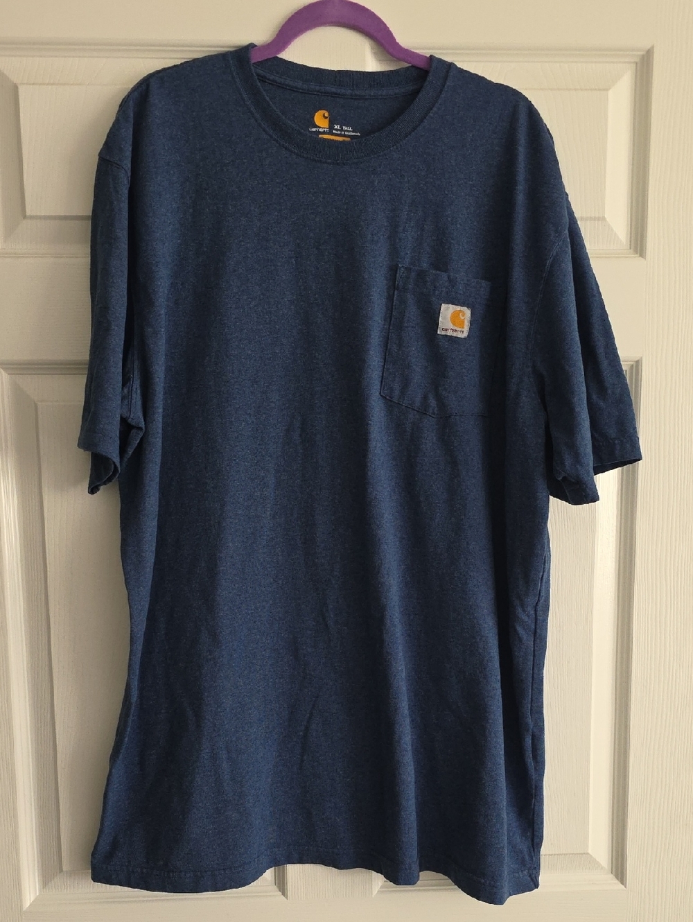 Carhartt Men's K87 Heavyweight Pocket T-Shirt Heather Blue XL Tall Loose Fit